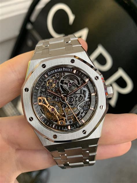 audemars piguet royal oak black skeleton|royal oak skeleton watch price.